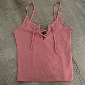 Pink Tie Front Tank Top (Size Small)